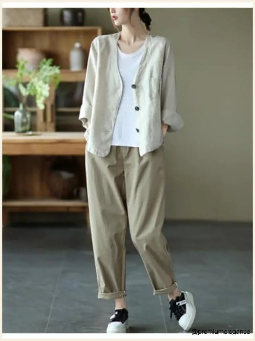 Women's Cotton Linen Oversized Blazer Casual Long Sleeve Lightweight Spring